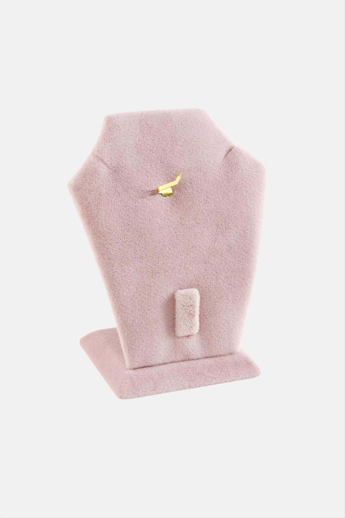 Kadife Set Kolye Standı-Açık Pembe