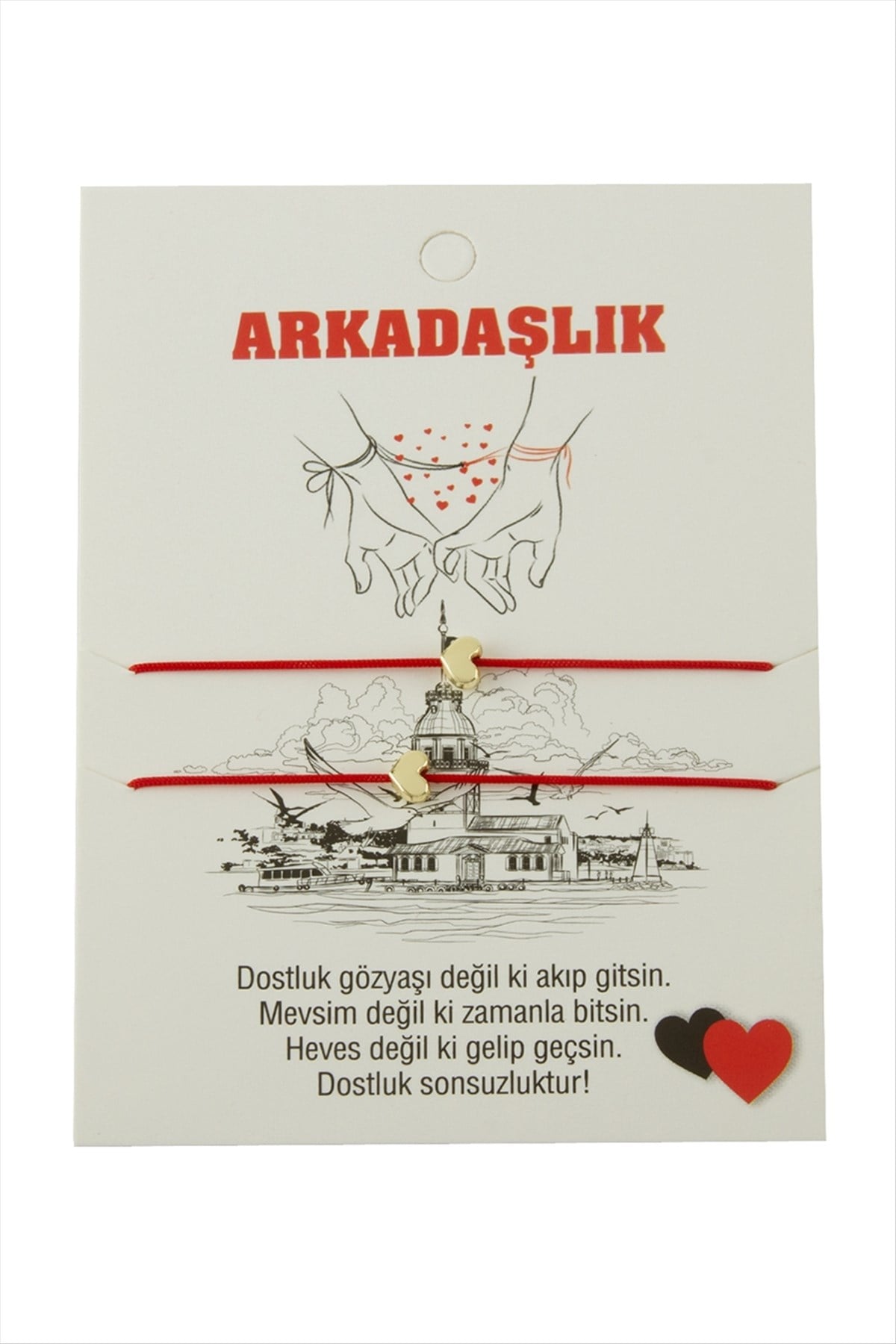 Kalp Arkadaşlık İp Bileklik 2 Adet