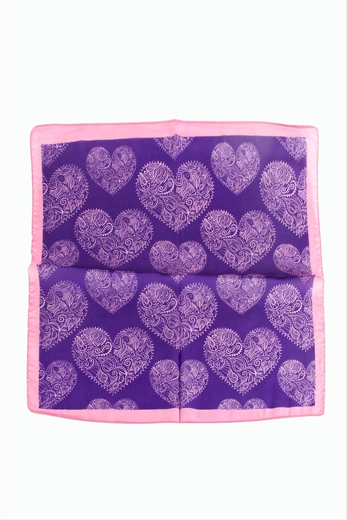 Kalp Desenli Zr Şifon Fular 50*50 cm