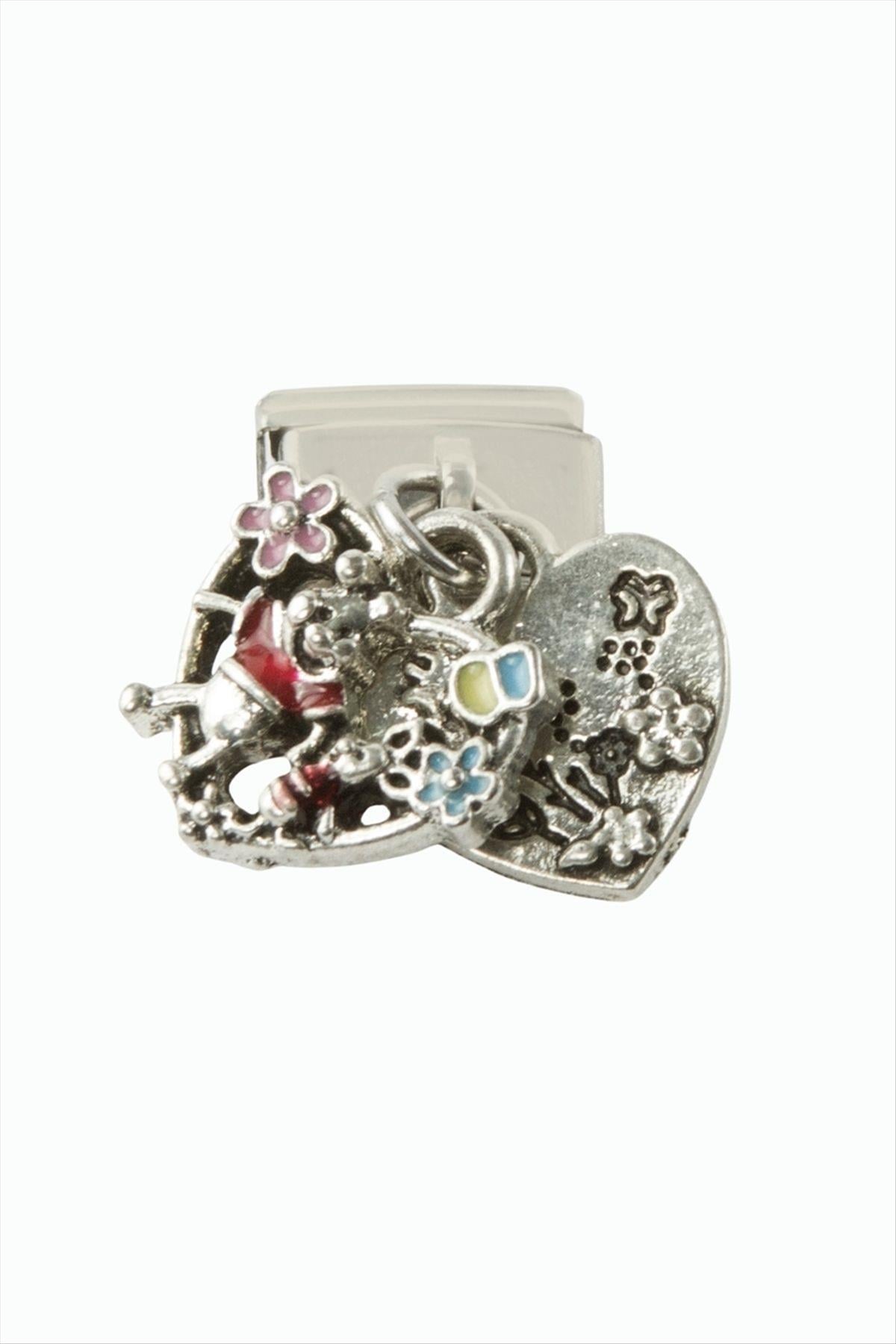 Kalp Sallatılı Çelik Charm