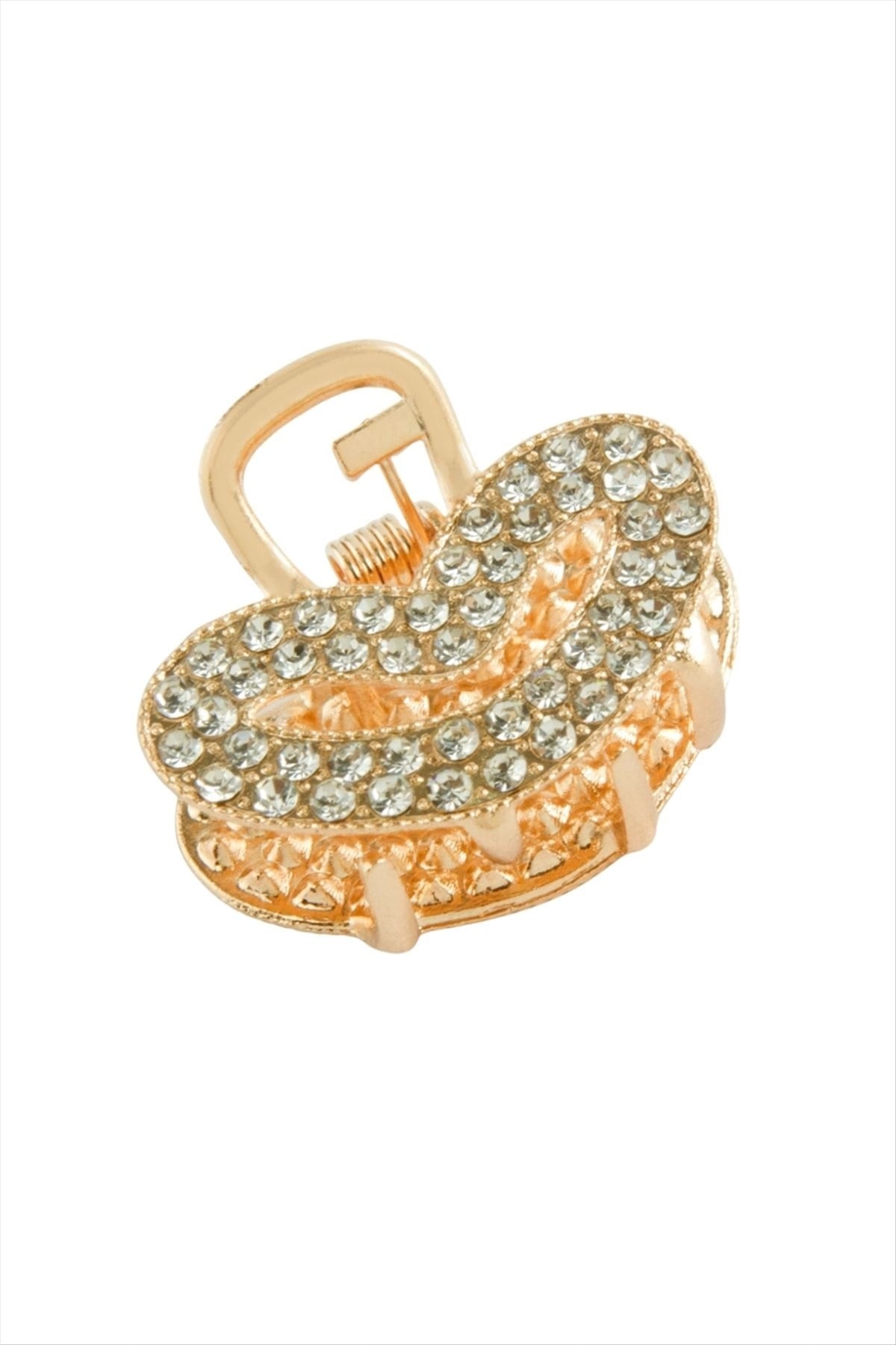 Kalp Taşlı Minik Metal Mandal Toka 2,5 cm
