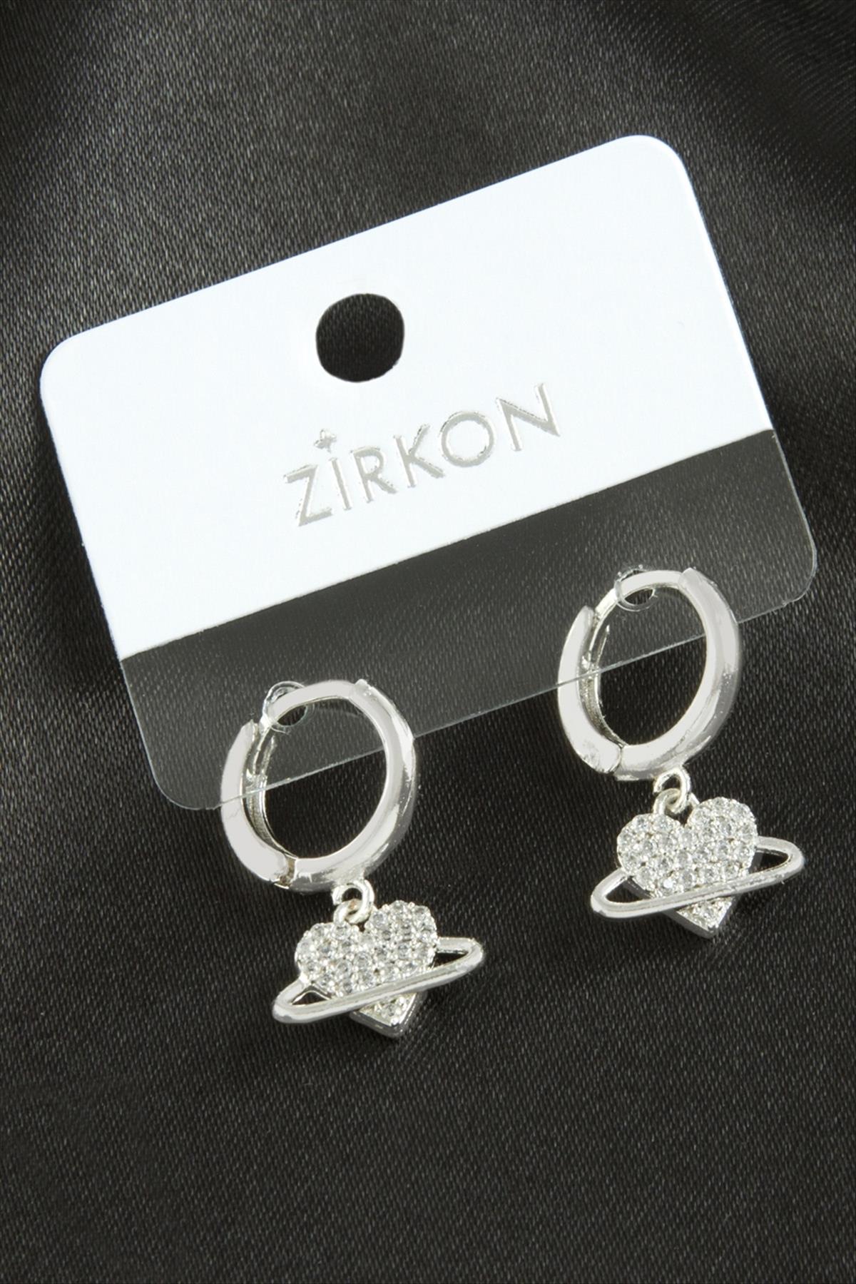 Kalp Zirkon Taşlı Küpe
