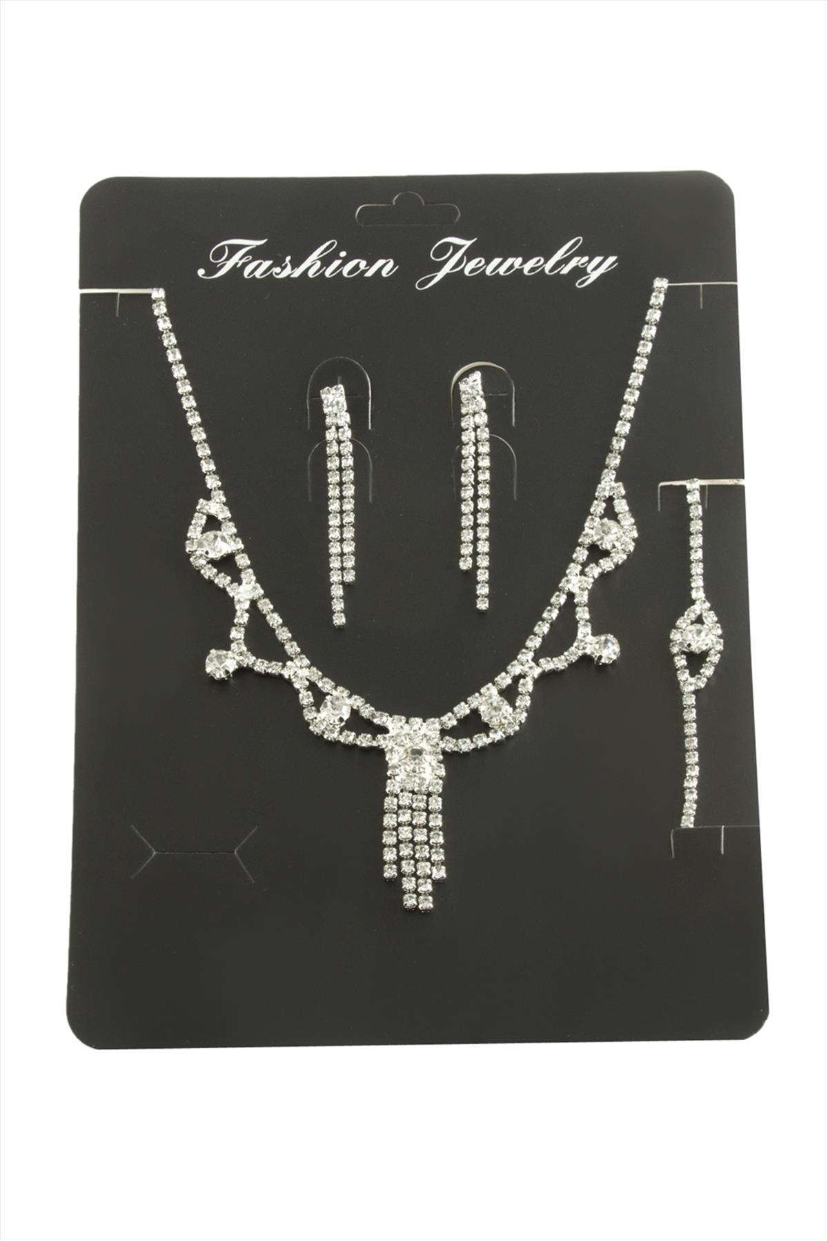 Kare Taşlı Set Kolye