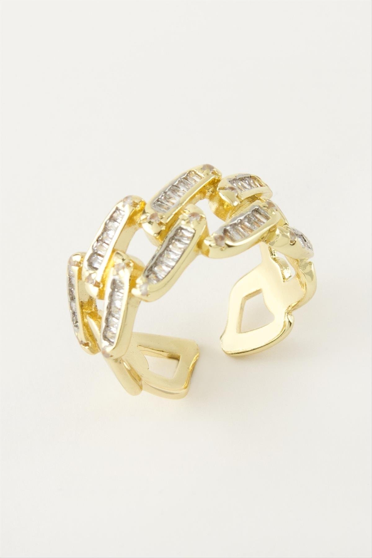 Karışık Lüks Zirkon Taşlı Çelik Yüzük 1 Adet