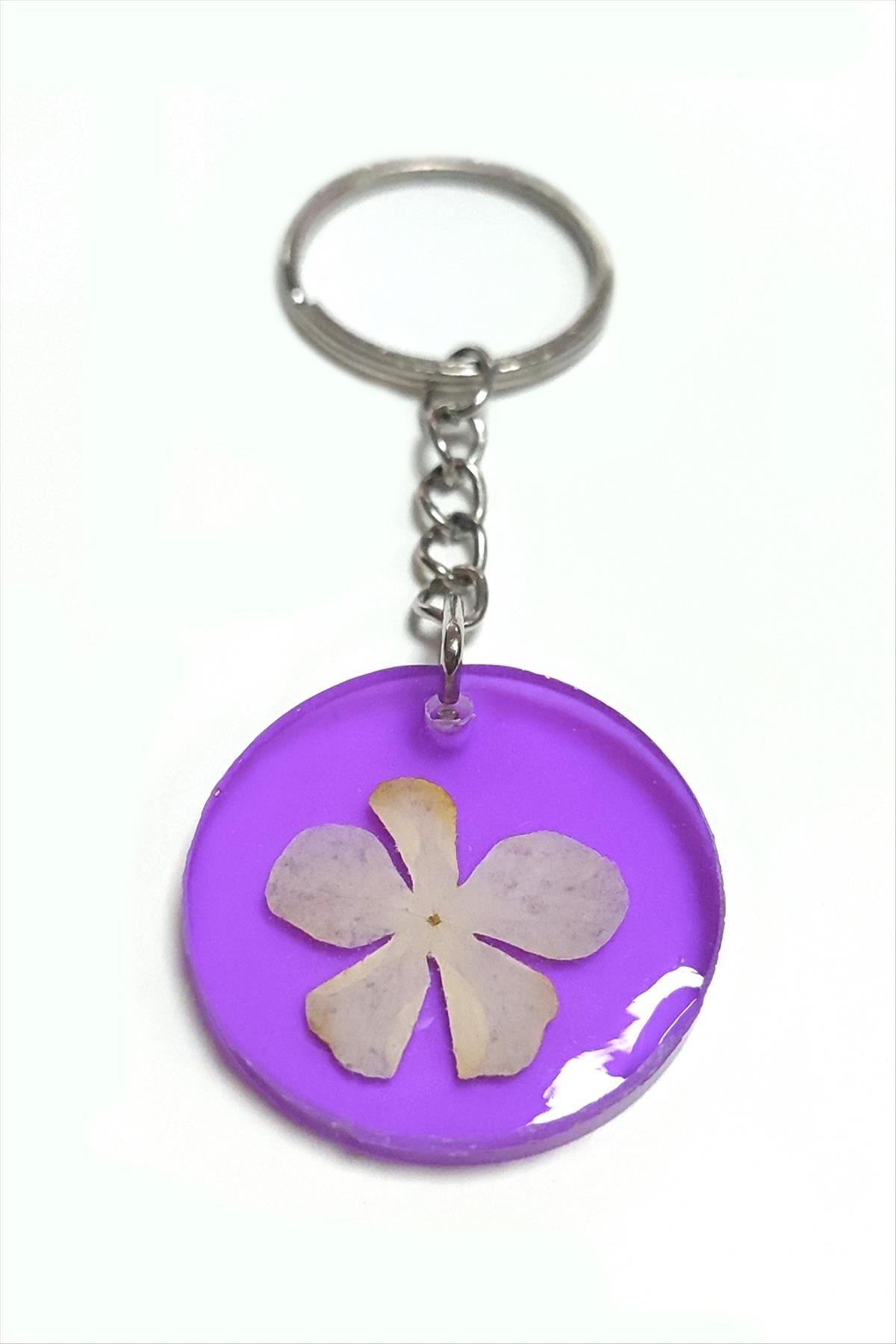 Kartopu Çiçeği Papatya Epoksi Anahtarlık