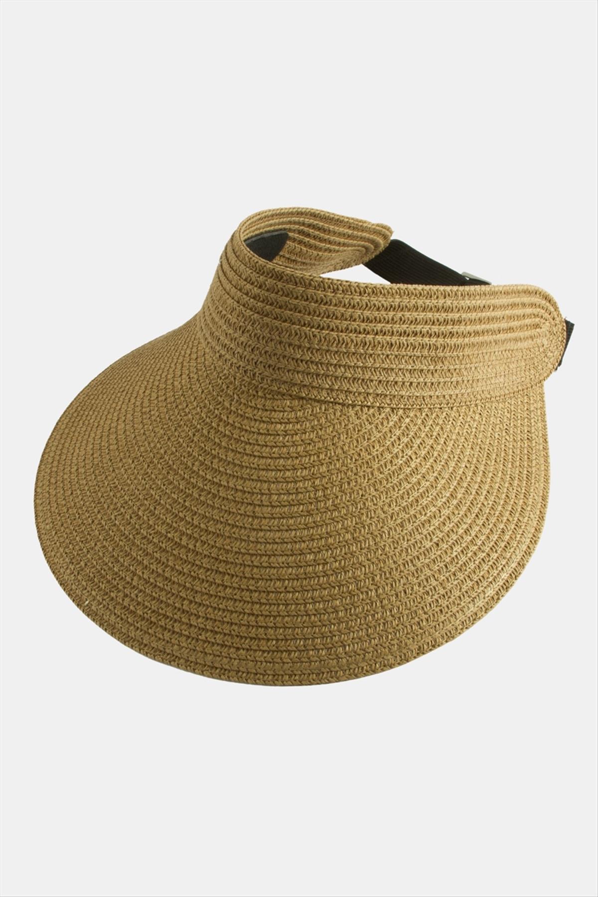 Kasketli Hasır Plaj Şapkası