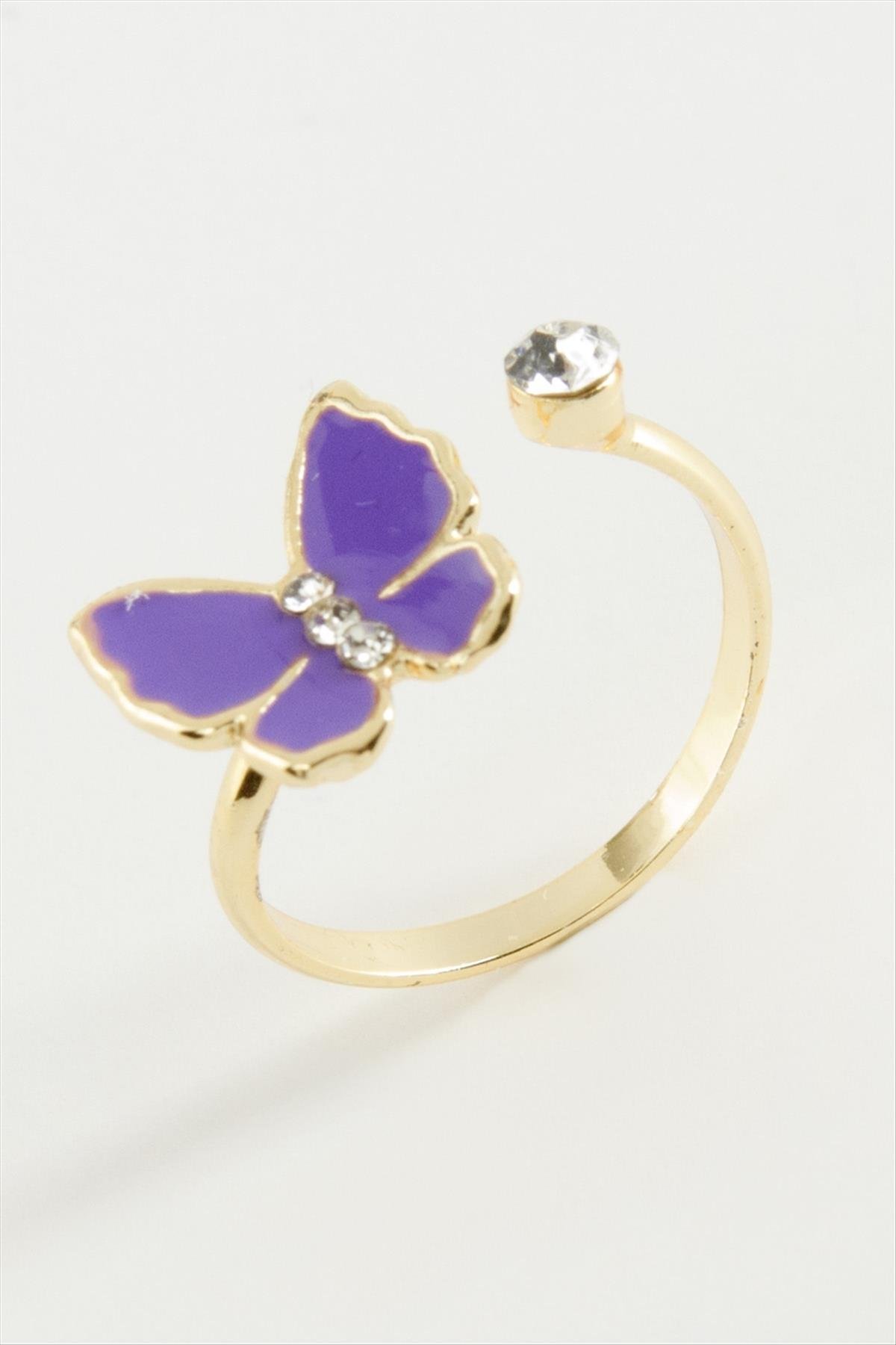 Kelebek Taşlı Mineli Yüzük Küçük