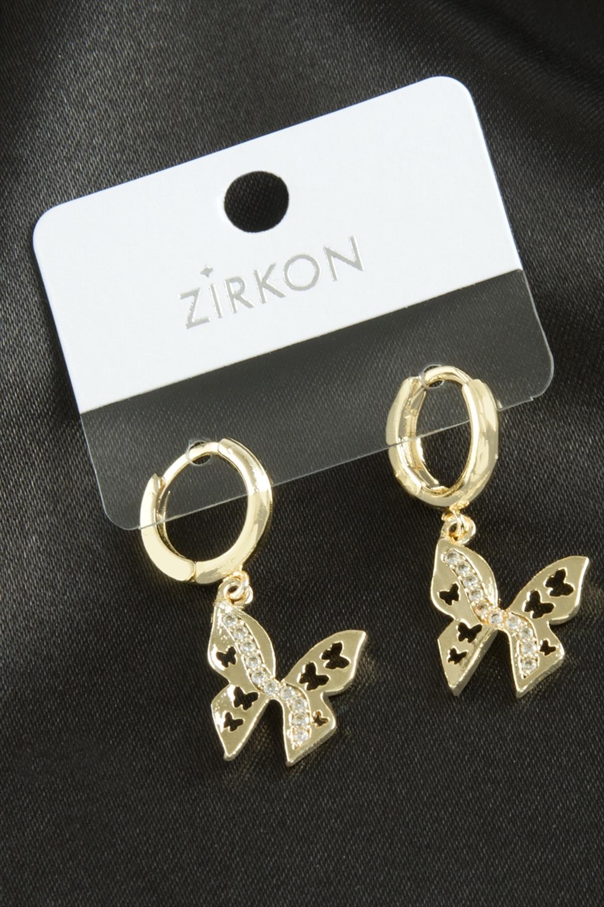 Kelebek Zirkon Taşlı Küpe