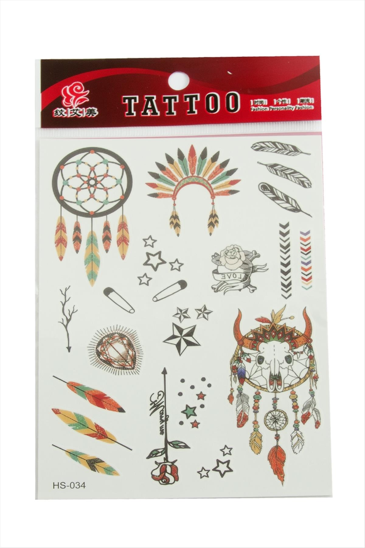 Kızılderili Tattoo Dövme Sticker