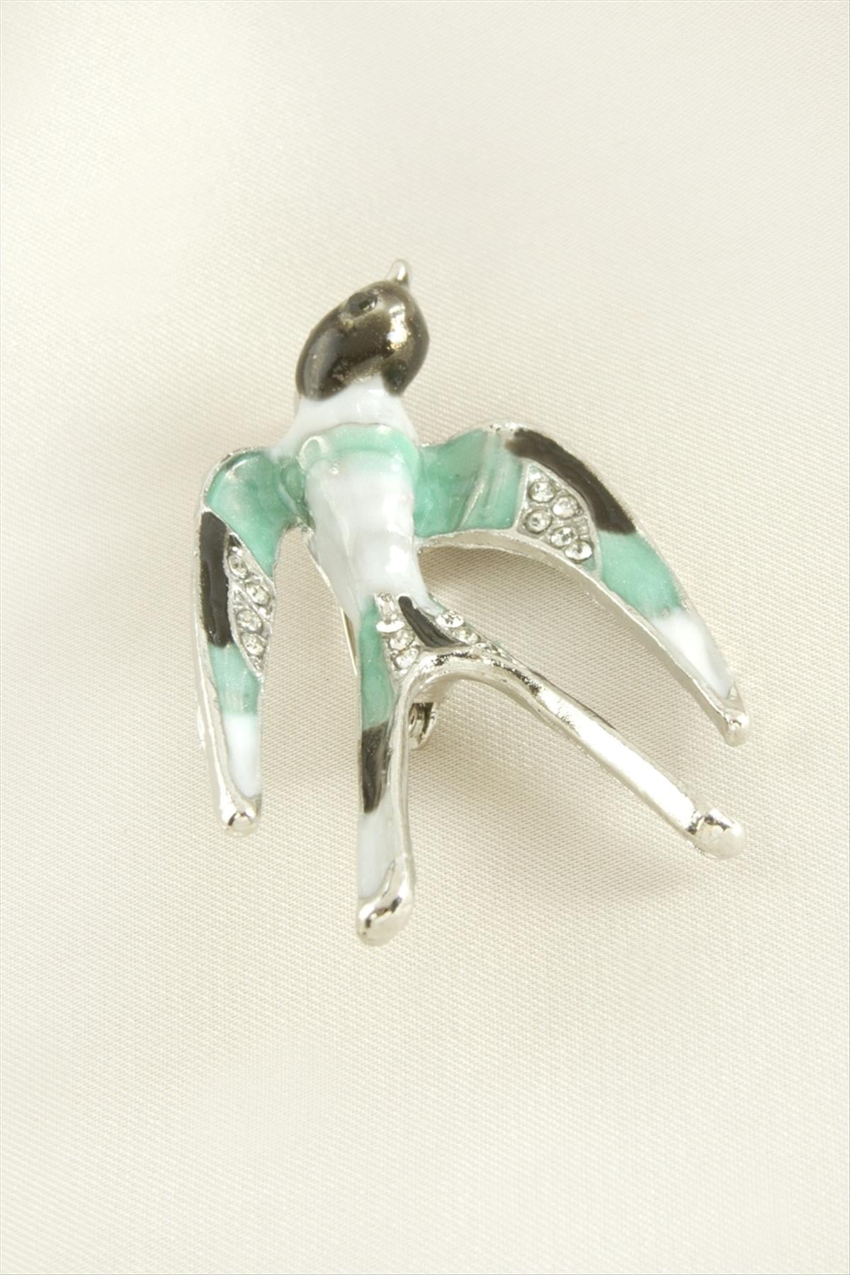 Kuş Mineli Taşlı Broş