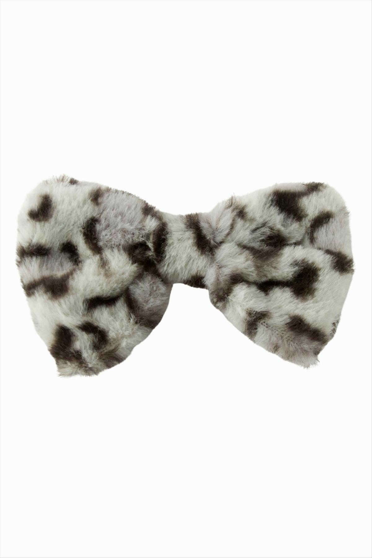 Leopar Desenli Fiyong Tüylü Otomatik Toka 14 cm
