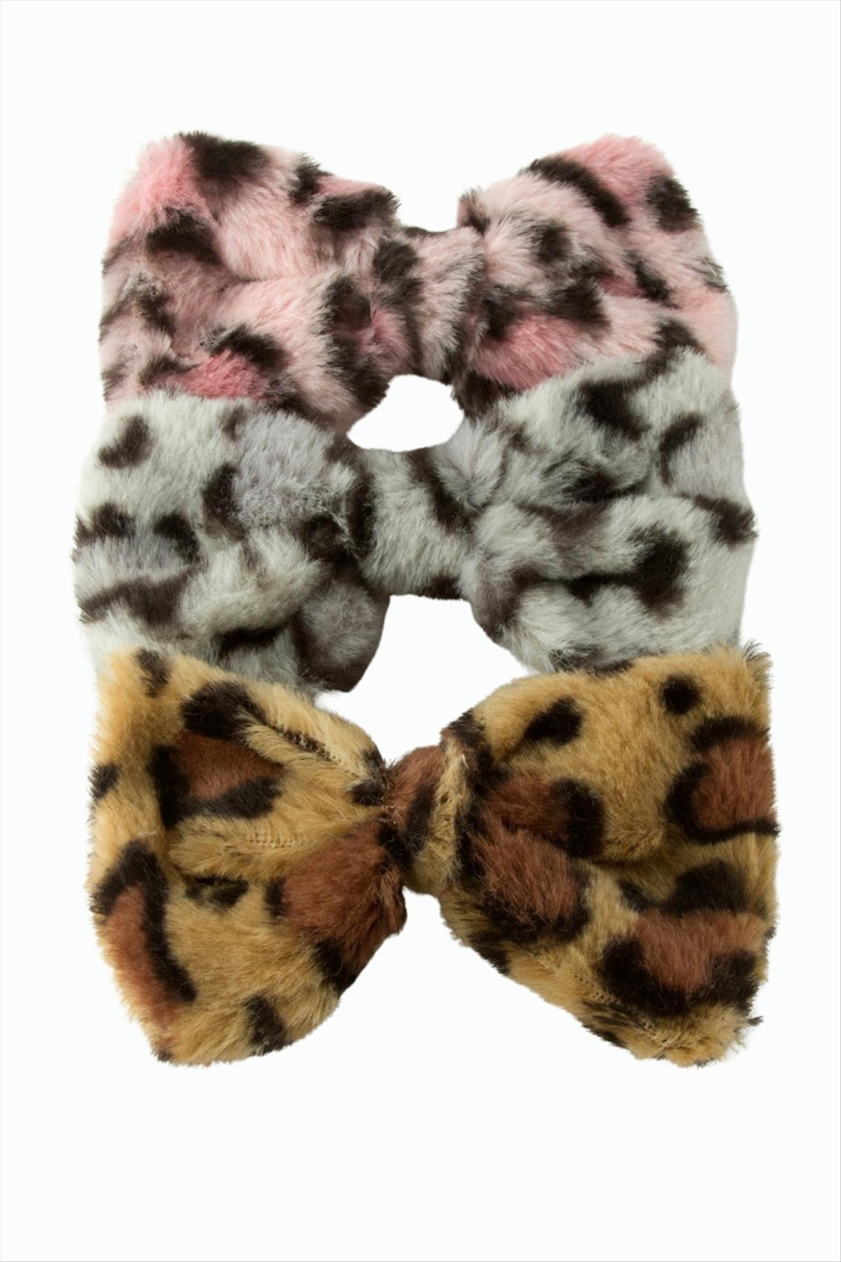 Leopar Desenli Fiyong Tüylü Otomatik Toka 14 cm