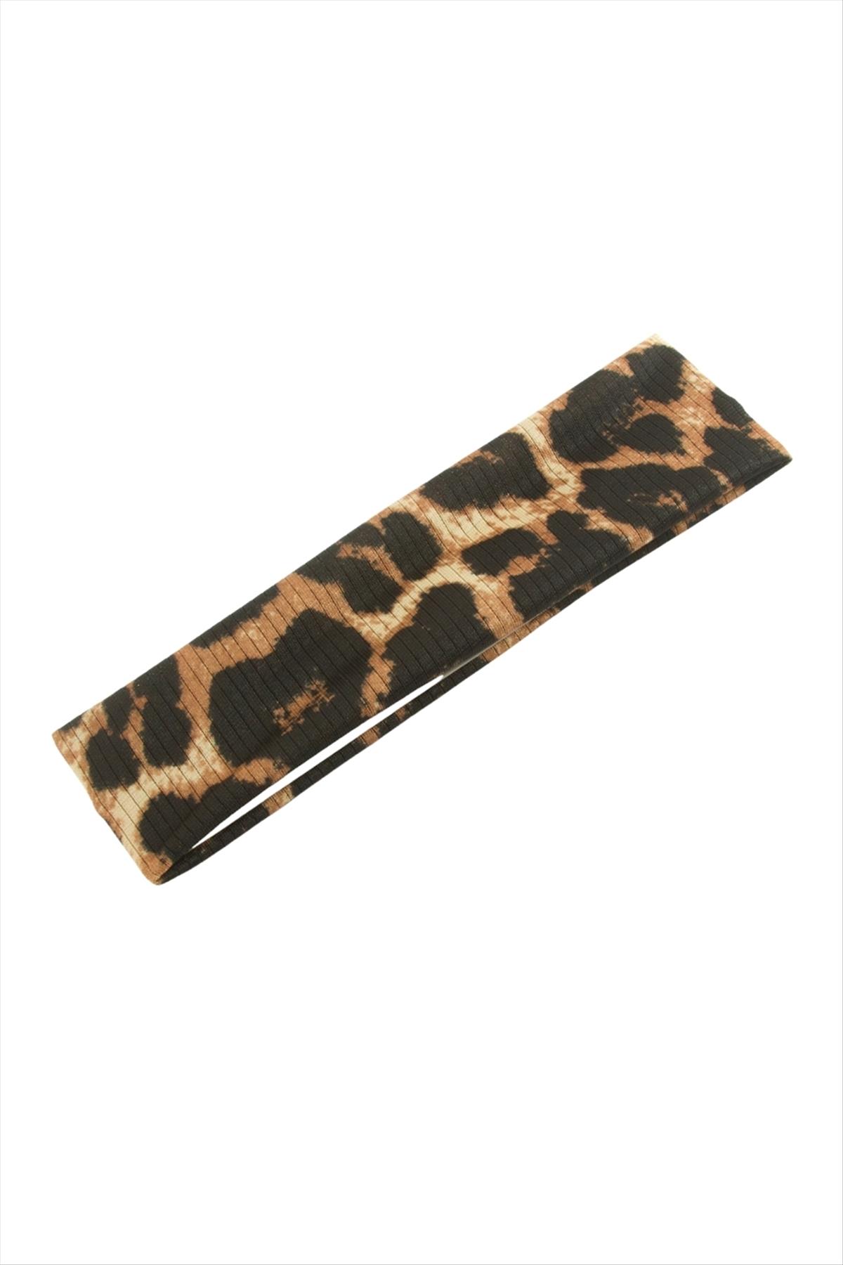 Leopar Desenli Saç Bandı 6 cm