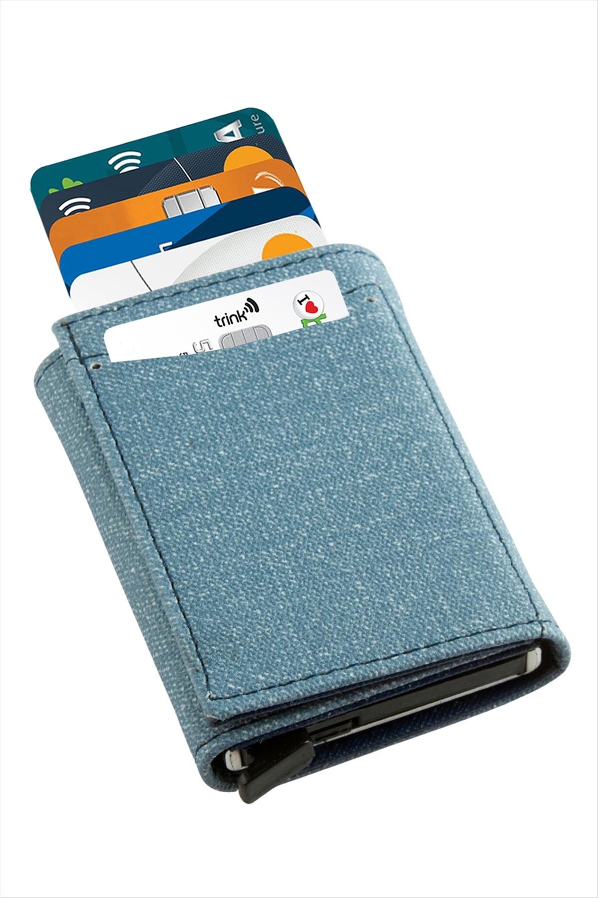 Mekanizmalı Kızaklı Kartlık Cüzdan Kağıt Para Bölmeli