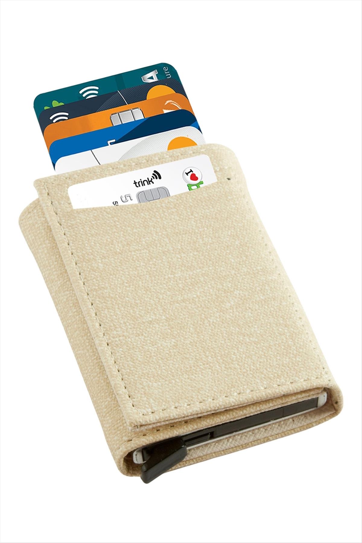 Mekanizmalı Kızaklı Kartlık Cüzdan Kağıt Para Bölmeli