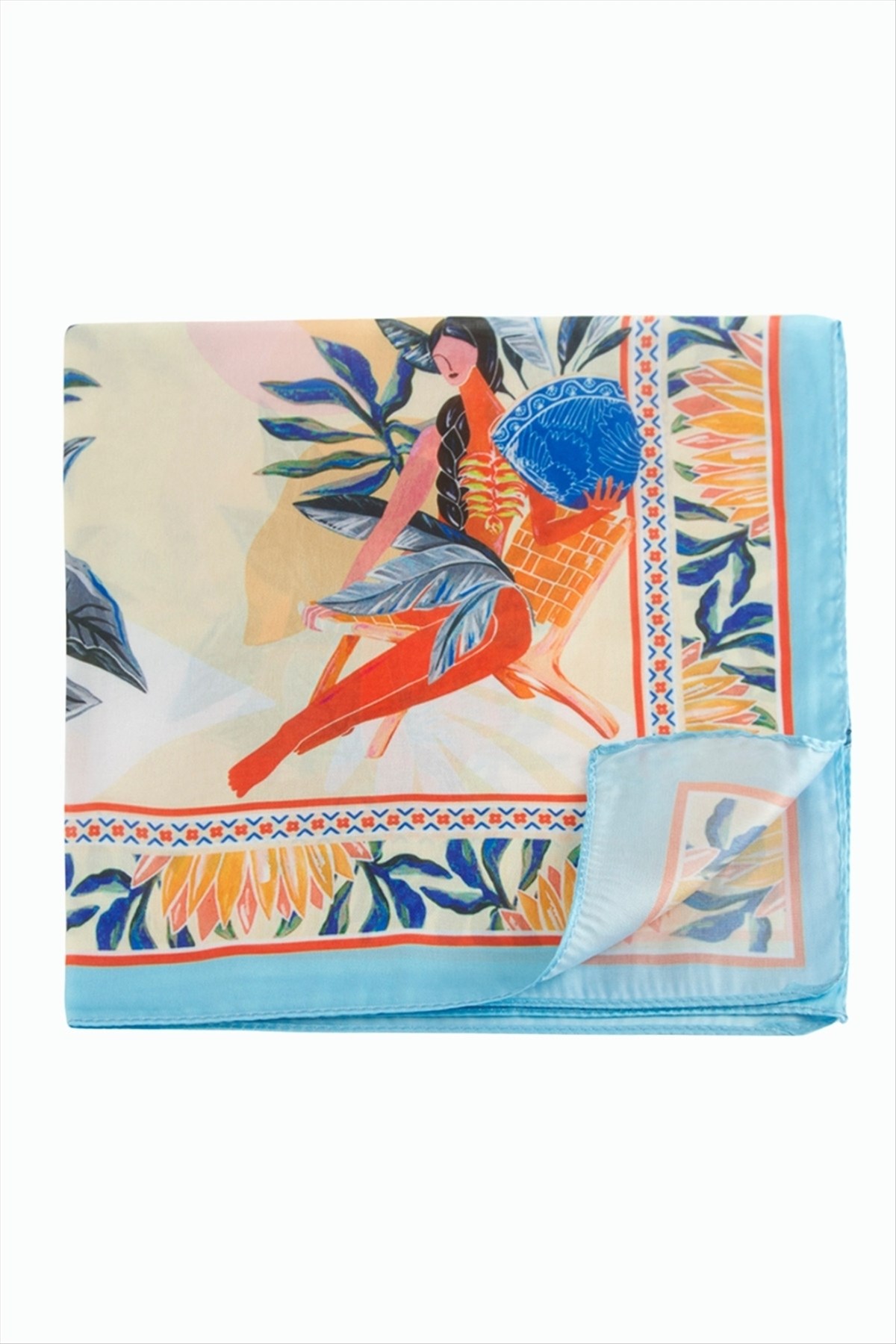 Orkide Desenli Zr Şifon Fular 50*50 cm