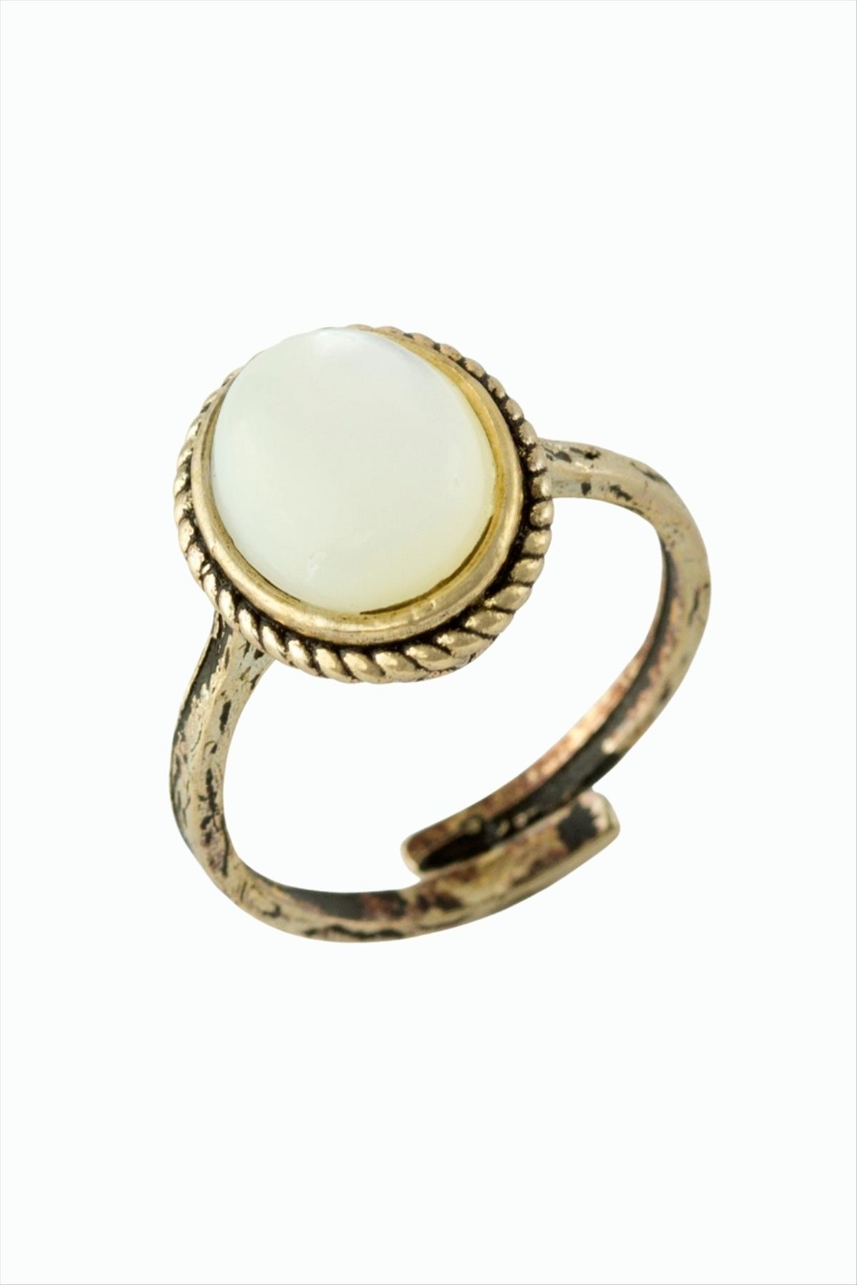 Oval Doğaltaşlı Otantik Yüzük