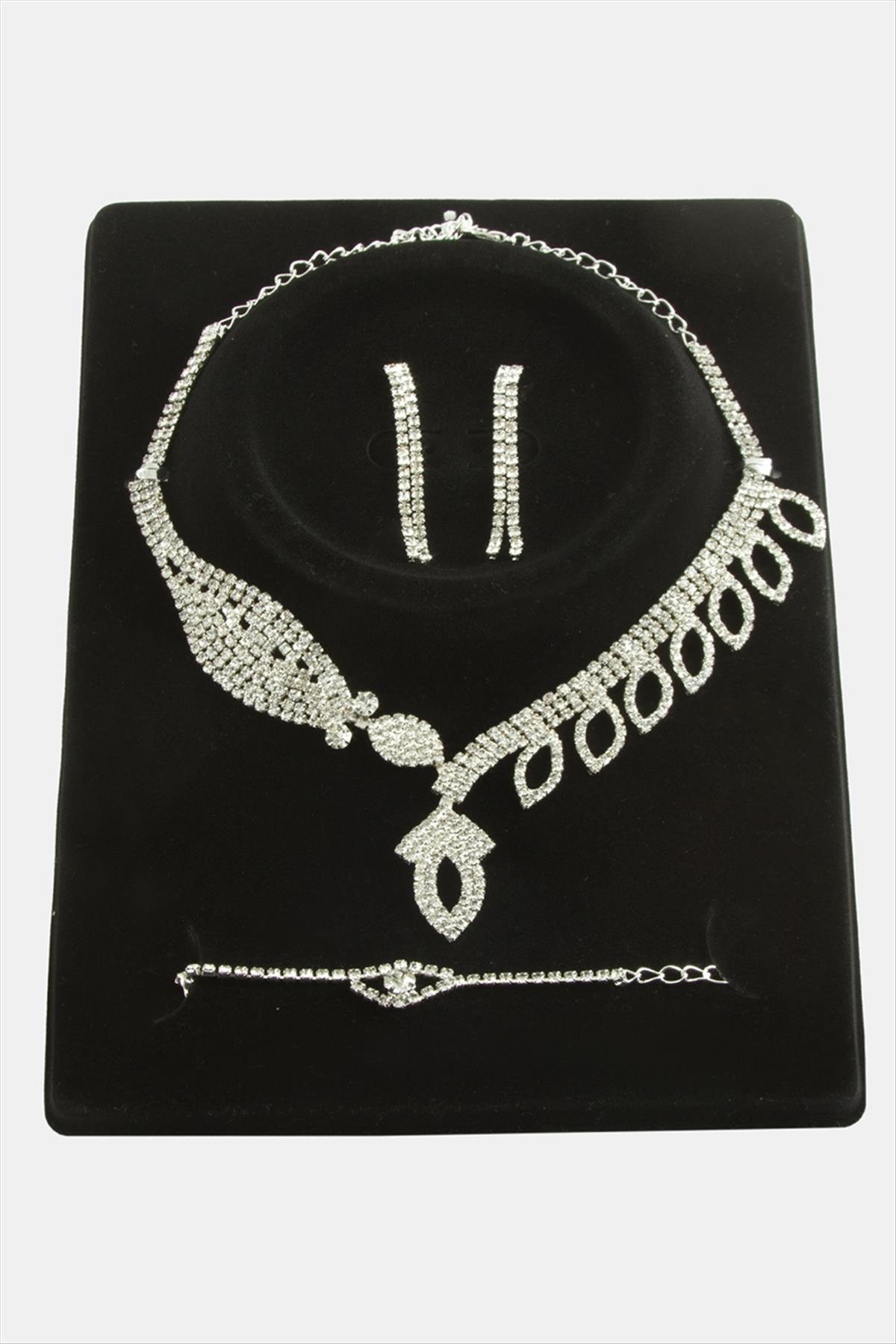 Oval Taşlı Lüks Set Kolye