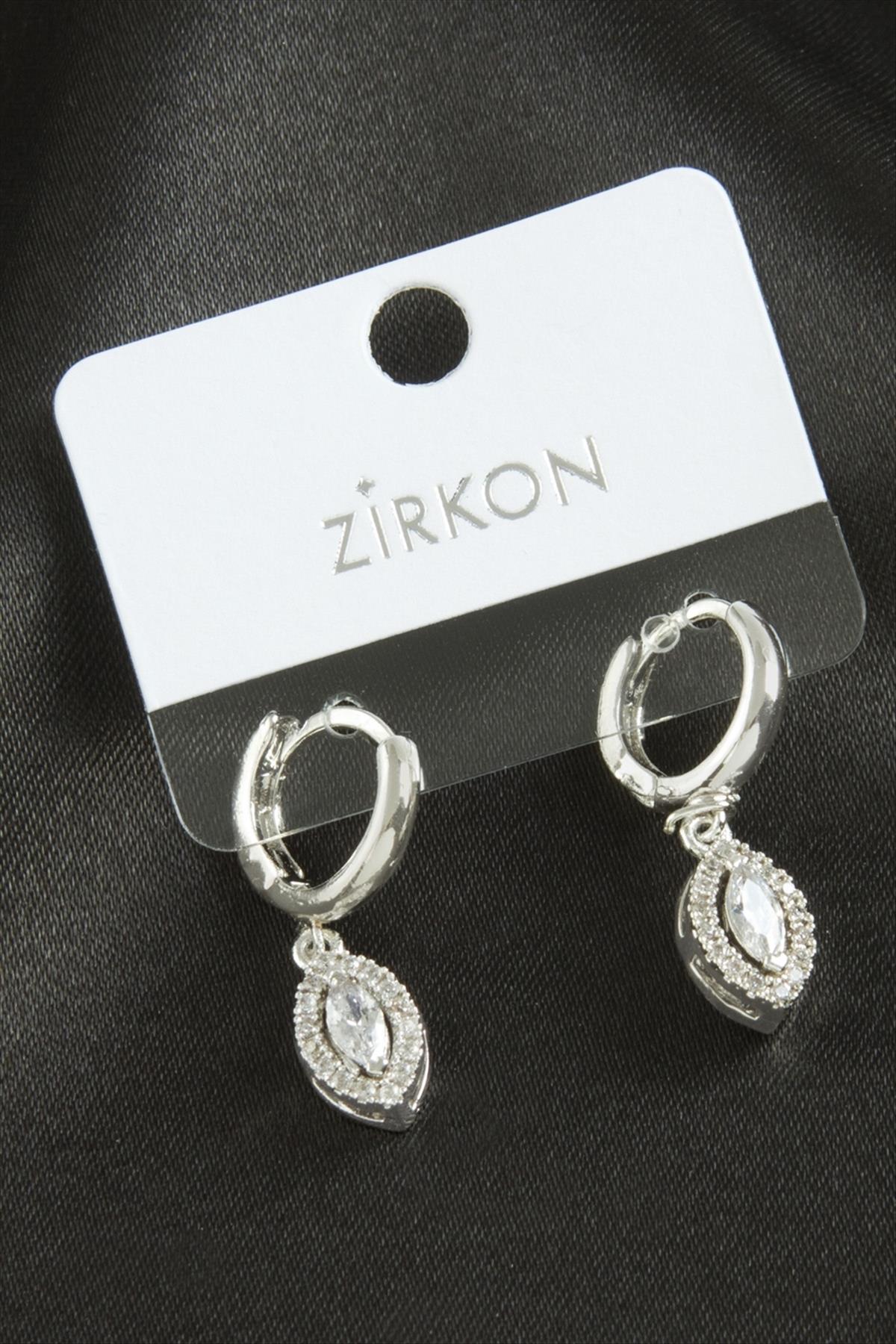 Oval Zirkon Taşlı Küpe