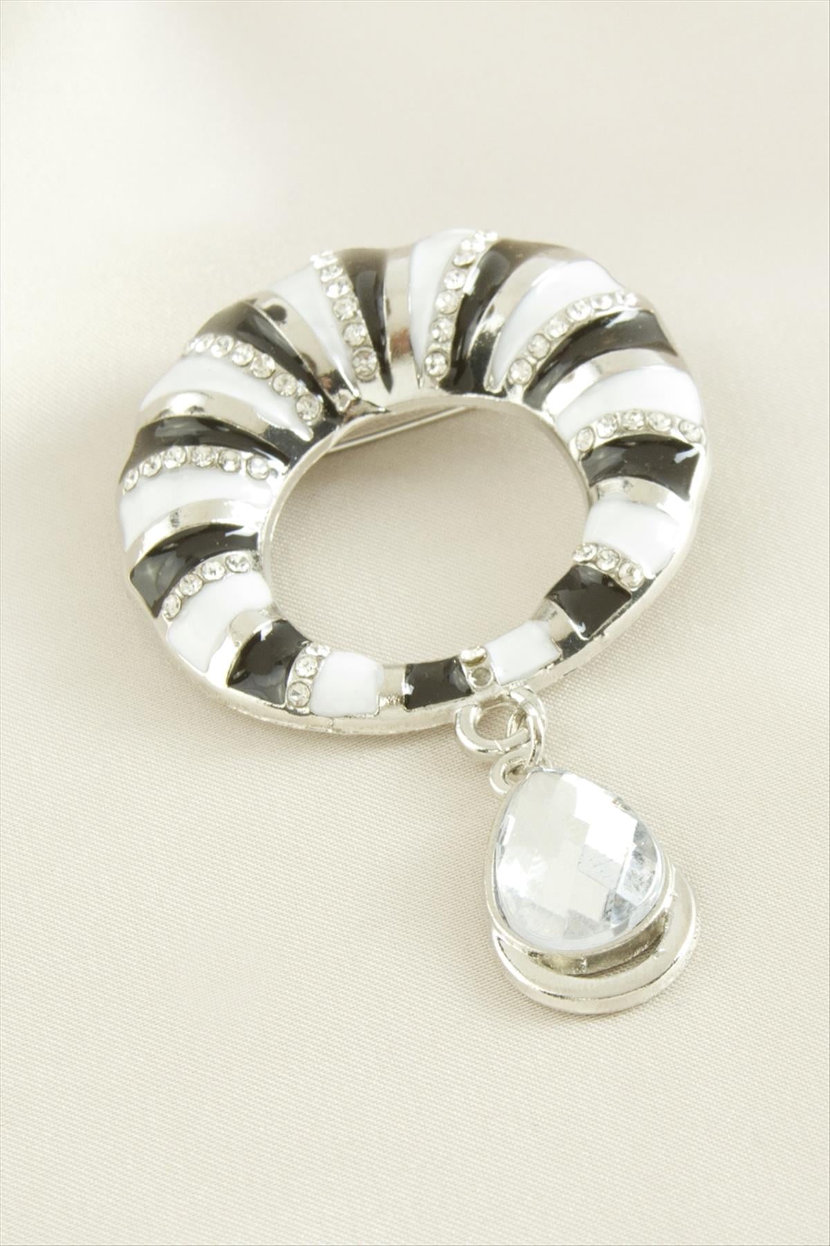 Simit Mineli Taşlı Broş