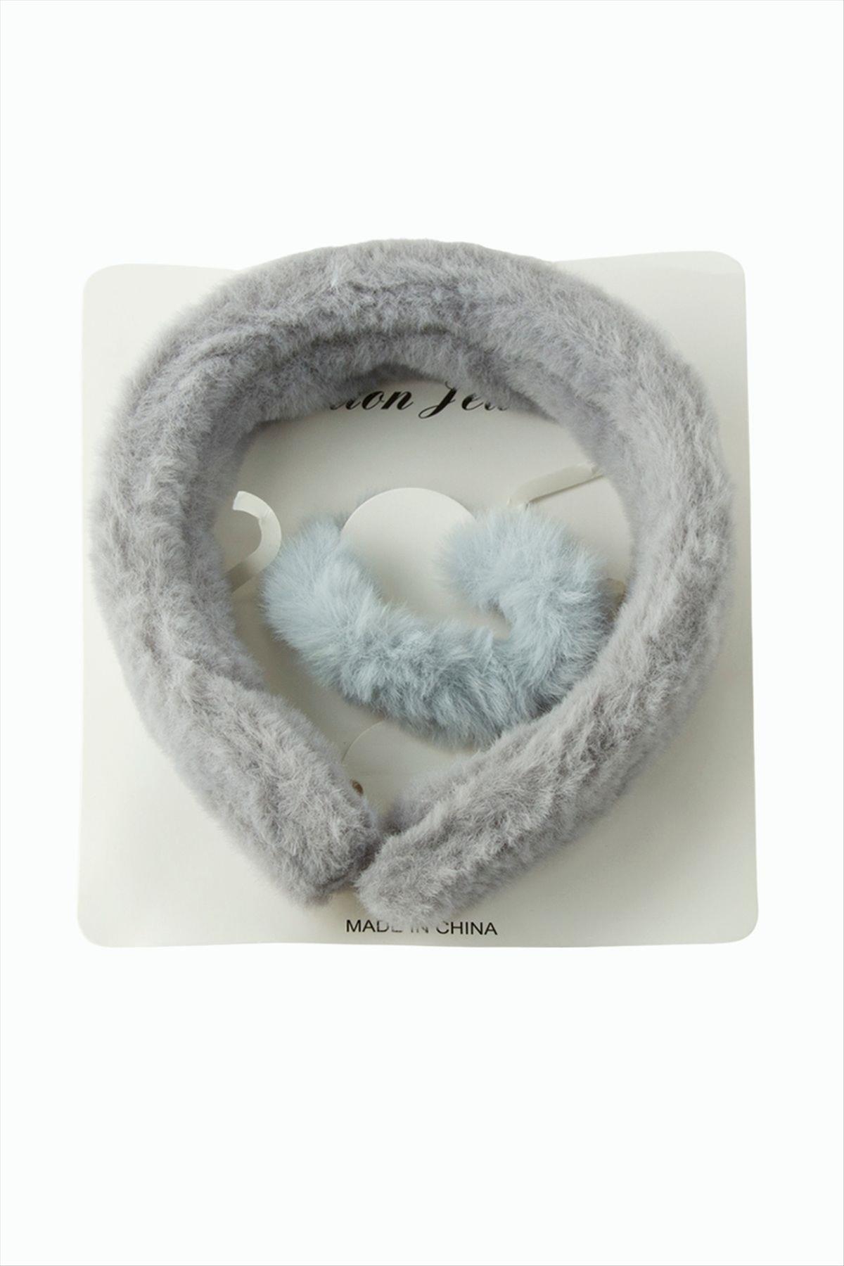 Tüylü Lastikli Toka Taç Set