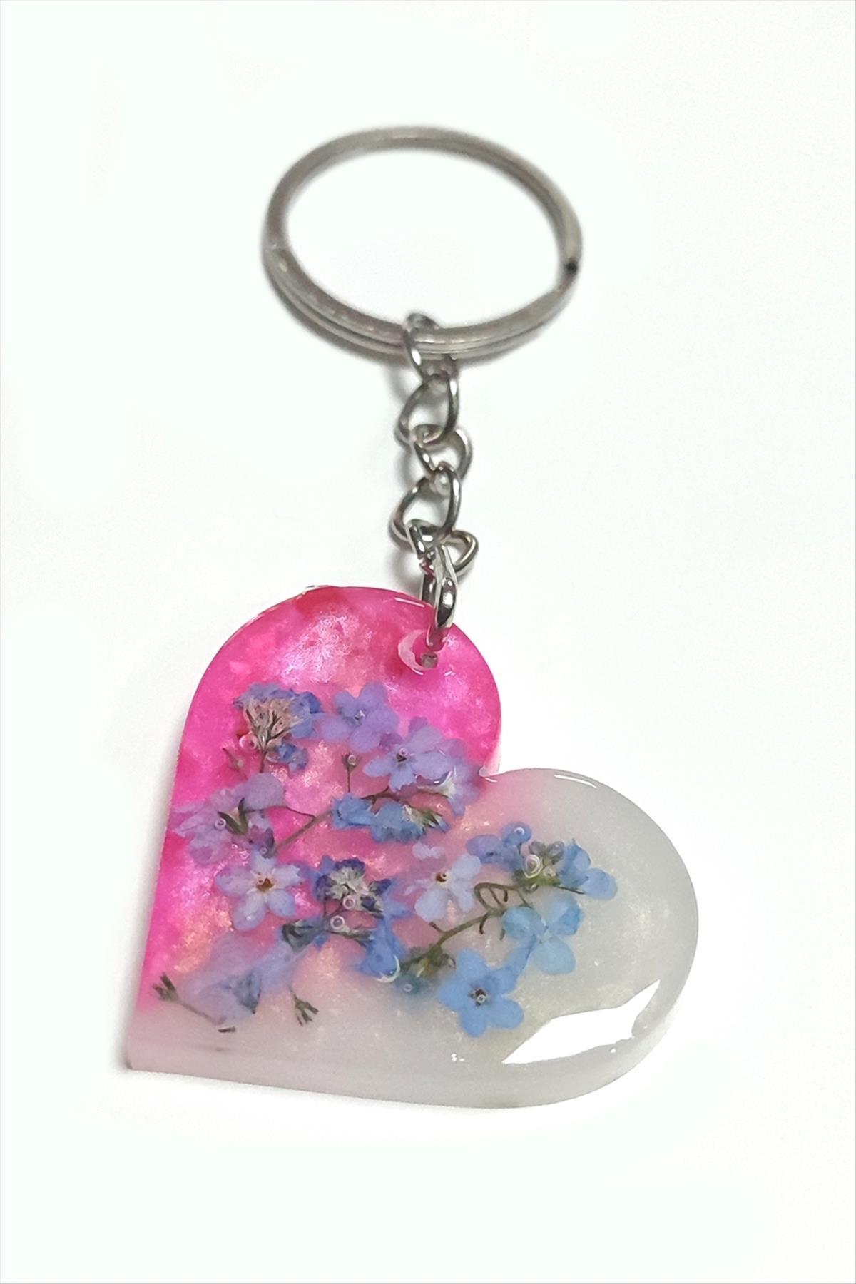 Unutmabeni Çiçeği Kalp Epoksi Anahtarlık