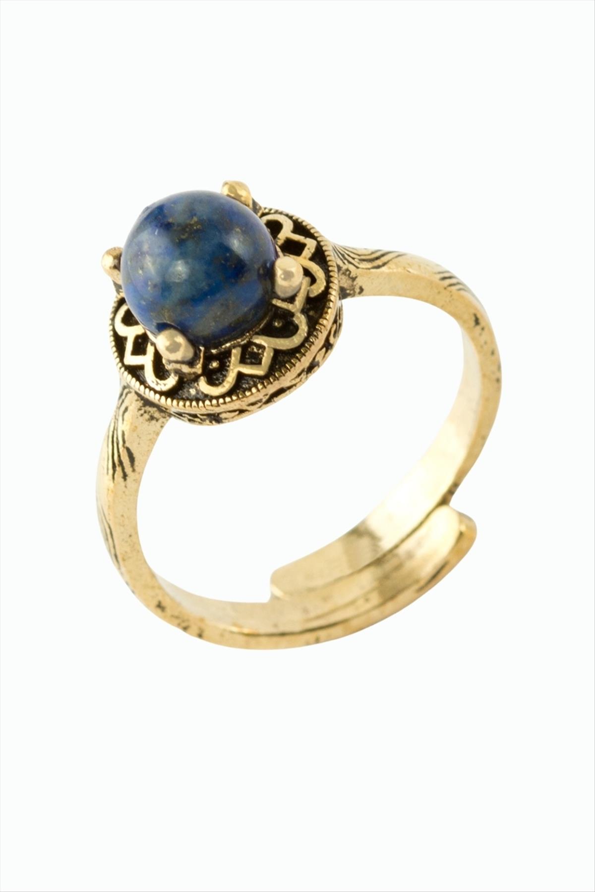 Yuvarlak Doğaltaşlı Otantik Yüzük