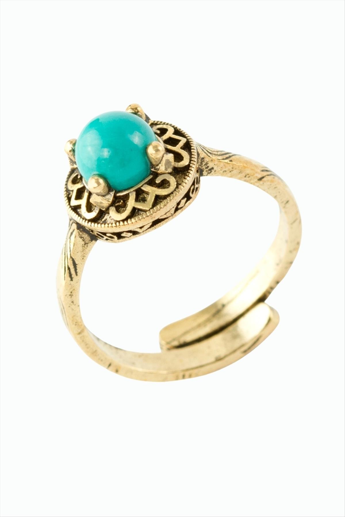 Yuvarlak Doğaltaşlı Otantik Yüzük