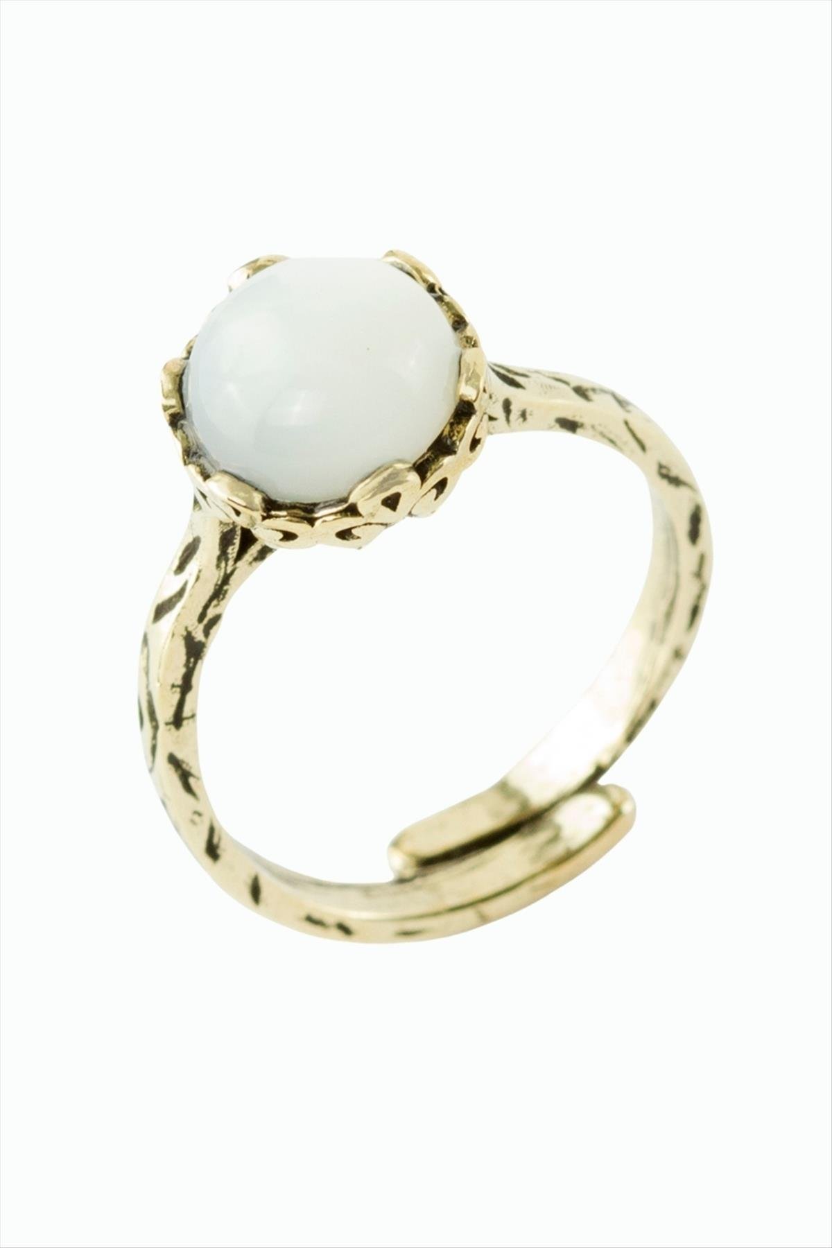 Yuvarlak Doğaltaşlı Otantik Yüzük