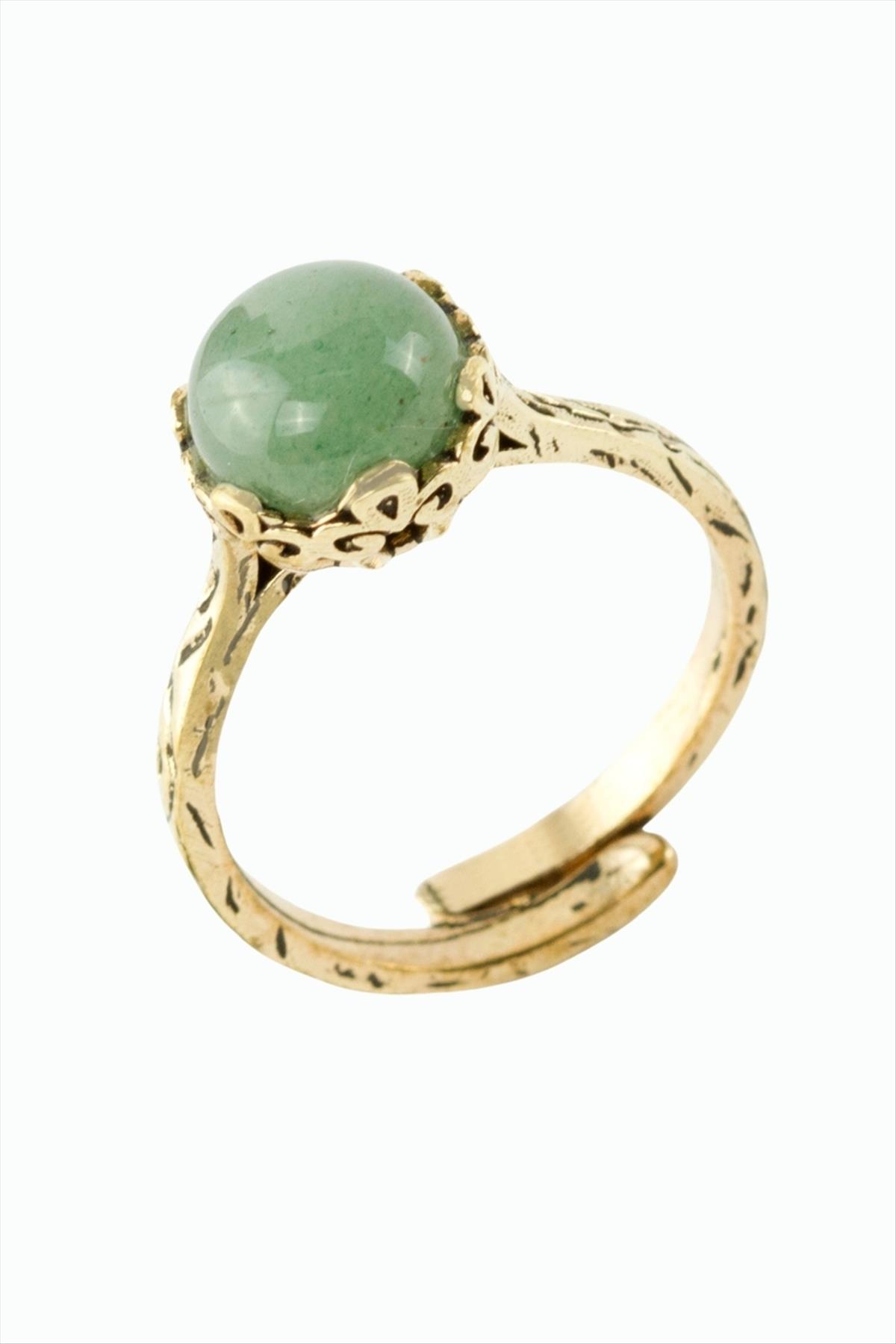 Yuvarlak Doğaltaşlı Otantik Yüzük