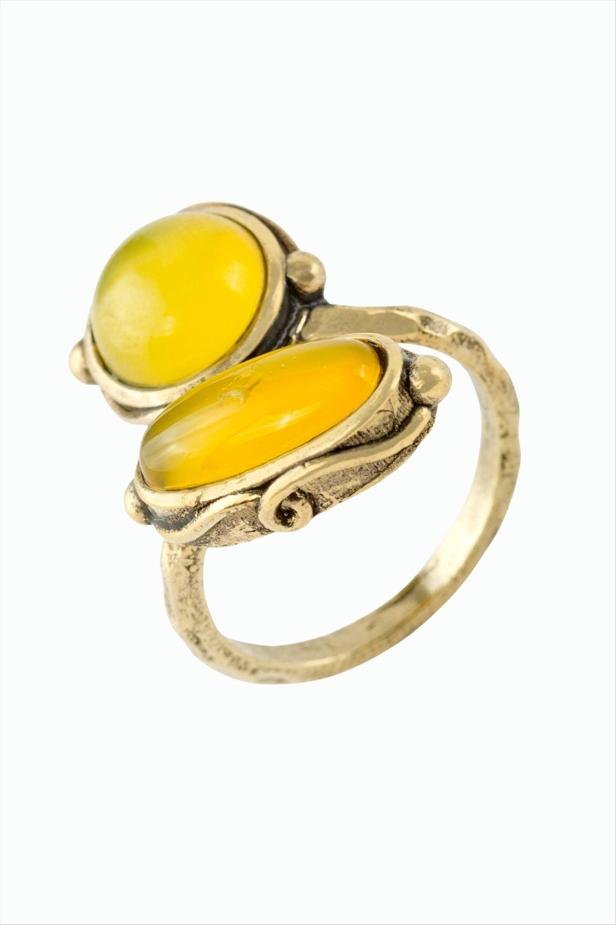 Yuvarlak Oval Doğaltaşlı Otantik Yüzük