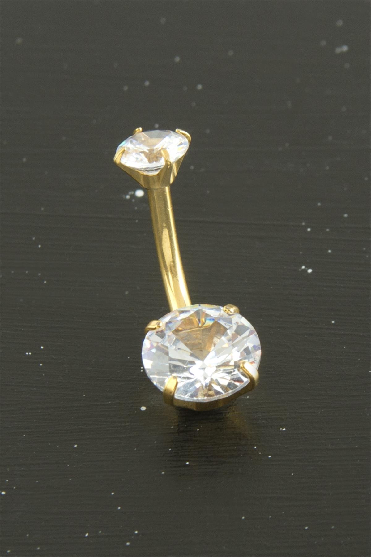 Yuvarlak Zirkon Taşlı Çelik Piercing 1 Adet