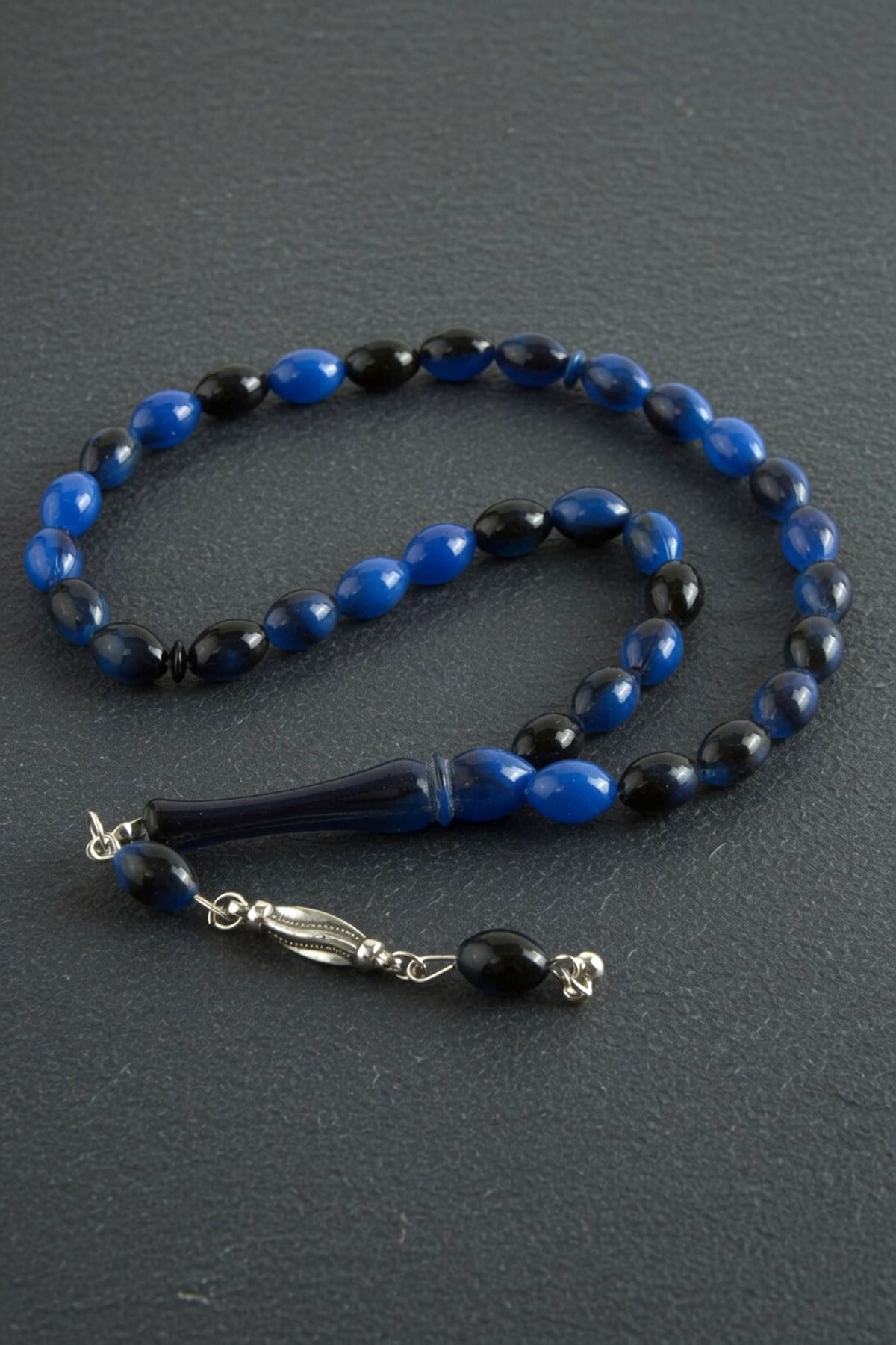 Zeytin Şekilli Plastik Tesbih 8x11 mm Mavi-1