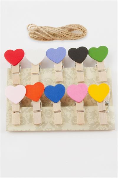 10 Adet Renkli Kalp Süs Mandal