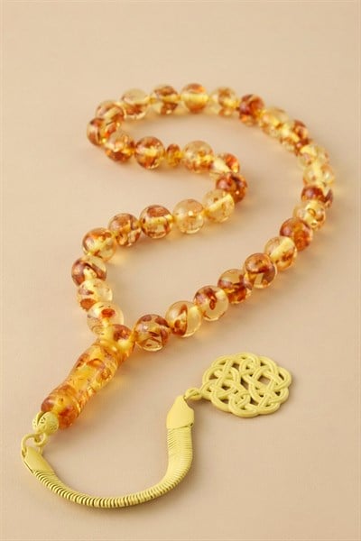 10 mm Orjinal Sıkma Kehribar Tesbih