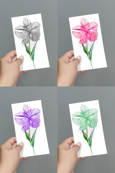100 Adet Şeffaf Renkli Lotus Toka 8 cm Kına Seti