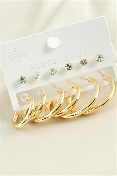 12 Adet Boru Taşlı Halka Küpe