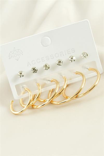 12 Adet Taşlı Halka Küpe