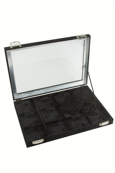 12 Bölmeli Cam Kapaklı Anfora Kumaş Set Kolye Standı 24*34 cm