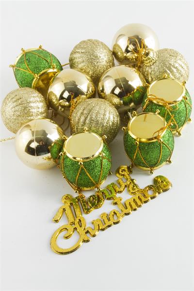 13 Adet Davul Top Küçük Yılbaşı Ağaç Süsü