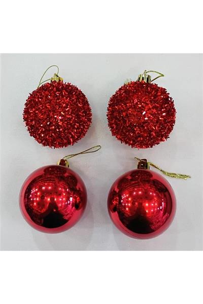 16 Adet Kırmızı Renkli Cici Top Yılbaşı Ağaç Süsü