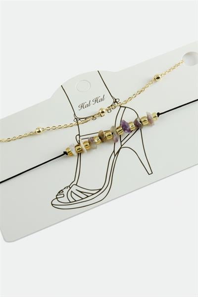 2 Adet Kırık Doğaltaşlı Zincir Halhal