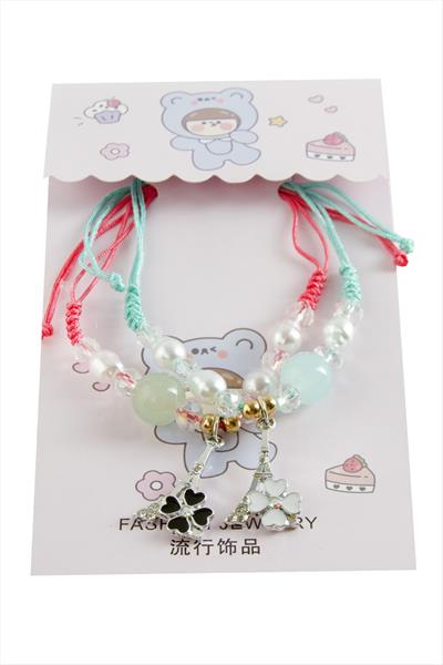 2 Adet Yonca Zirkon Taşlı Lüks İp Bileklik