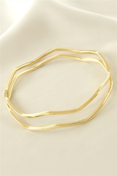 2 Adet Zikzak Ajda Lüks Çelik Bilezik 65*2 mm