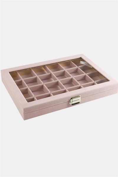 24 Bölmeli Cam Kapaklı Anfora Kumaş Sunum Tablosu 24*34 cm