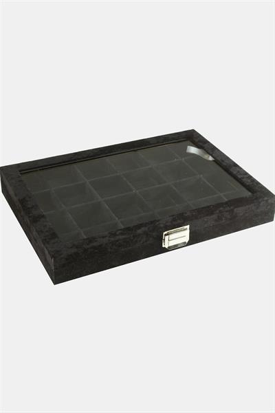 24 Bölmeli Cam Kapaklı Anfora Kumaş Sunum Tablosu 24*34 cm