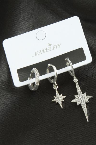 3 Adet Şimşek Zirkon Taşlı Küpe