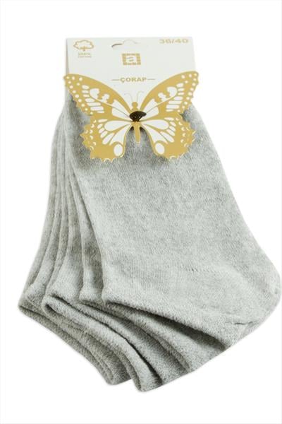 3 Çift Gri Renkli Snekars Çorap