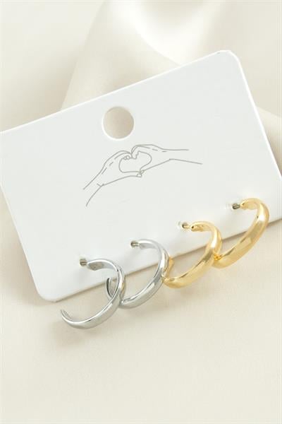 4 Adet Düz Halka Küpe 1,5 cm