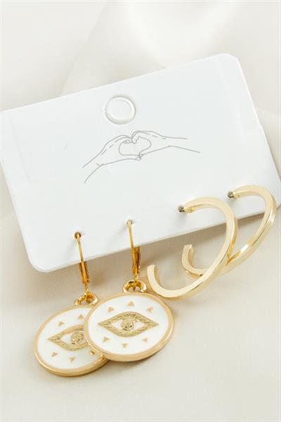 4 Adet Göz Mineli Halka Küpe